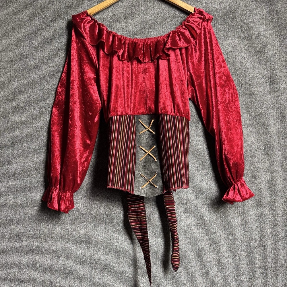 Pony Express 18-22 Red Velvet Corset Top Pirate Renaissance Faire Whimsigoth